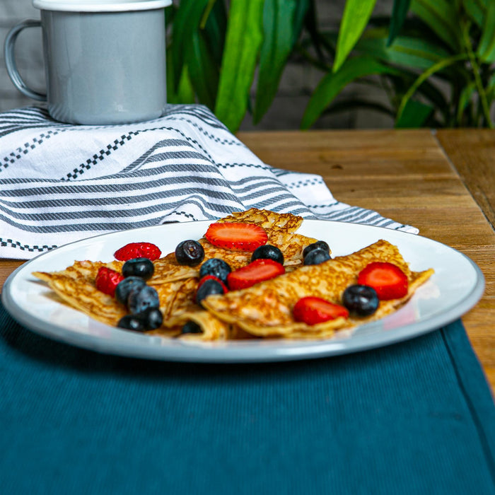 25.5cm Black/Grey White Enamel Dinner Plates - Pack of Four
