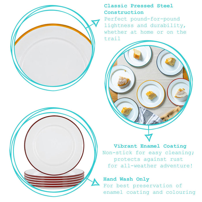 25.5cm Black/Grey White Enamel Dinner Plates - Pack of Four