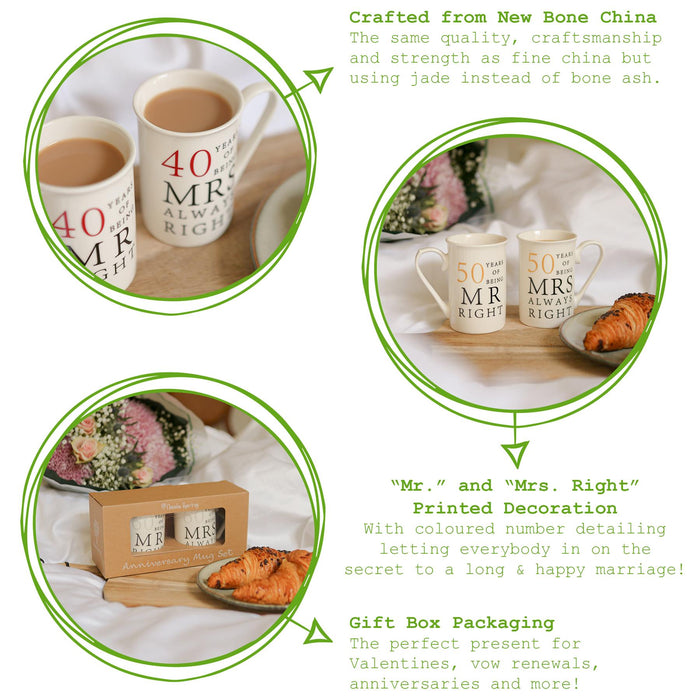 25th Anniversary New Bone China Mug Set - 300ml