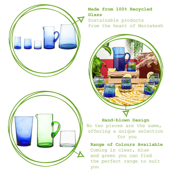 260ml Blue Merzouga Recycled Tumbler Glasses - Pack of Six