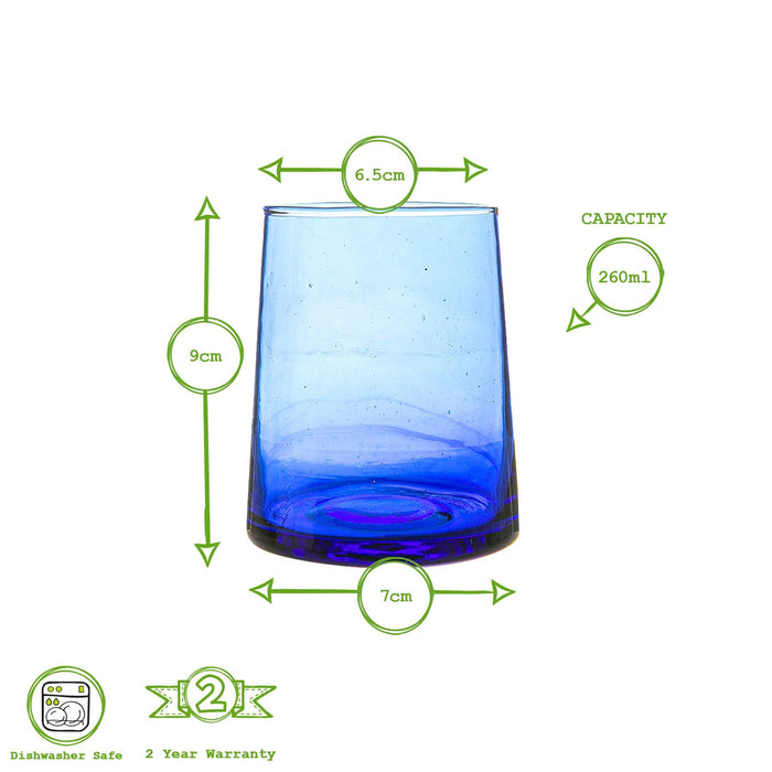 260ml Blue Merzouga Recycled Tumbler Glasses - Pack of Six
