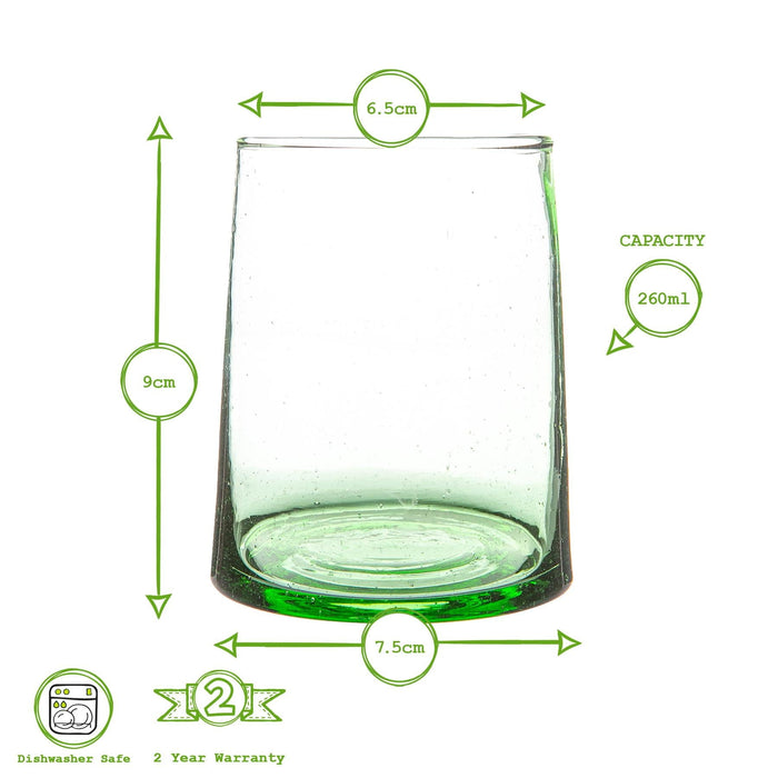 260ml Green Merzouga Recycled Tumbler Glasses - Pack of Six