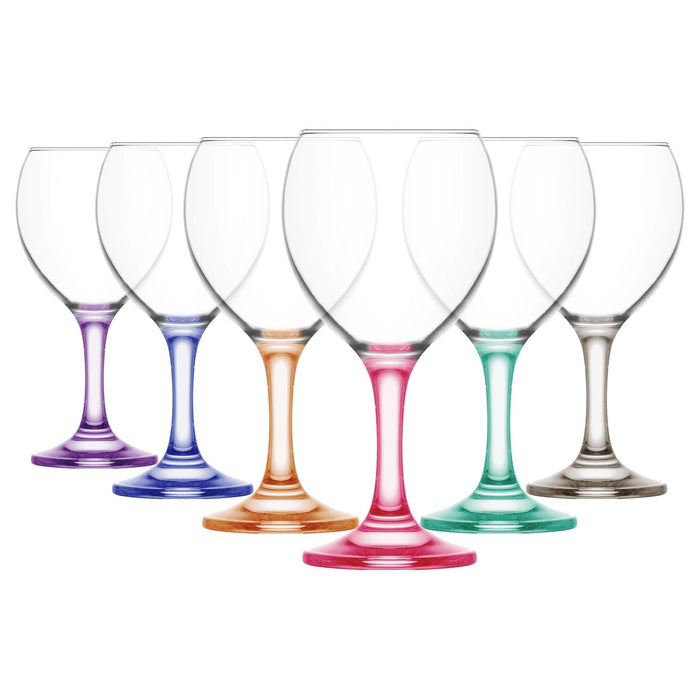 260ml Multicoloured Misket Red Wine Glasses - Pack of Six