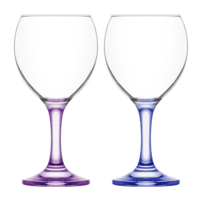 260ml Multicoloured Misket Red Wine Glasses - Pack of Six