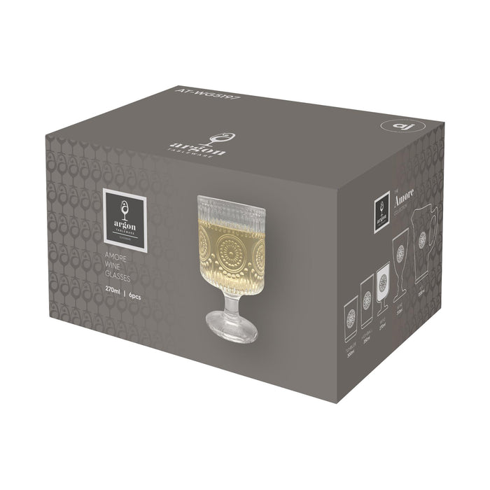 270ml Amore Ribbed Wine Glasses - Pack of Six