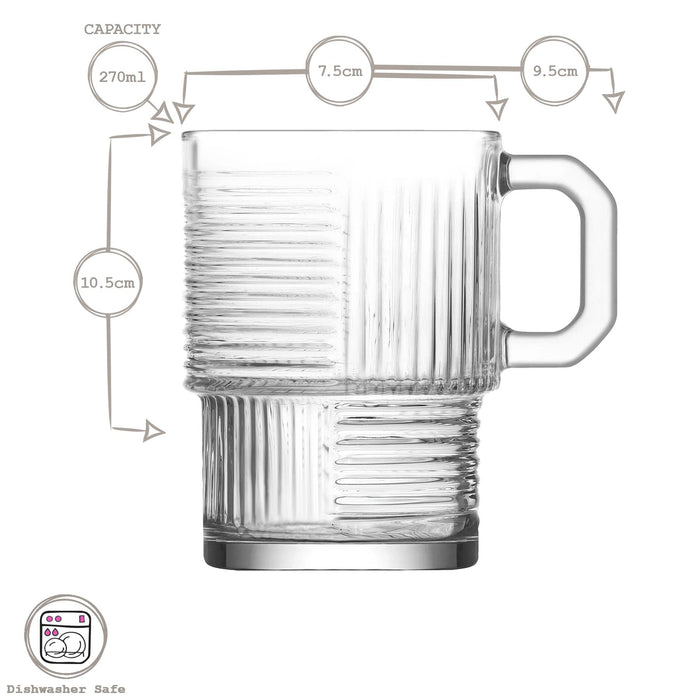 270ml Helen Stacking Glass Coffee Cups - Pack of Six