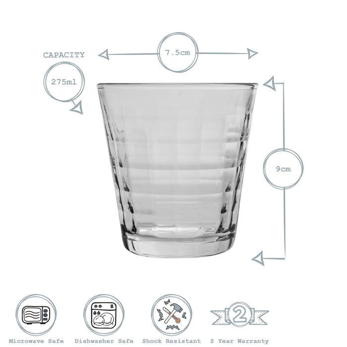275ml Clear Prisme Tumbler Glasses - Pack of Six
