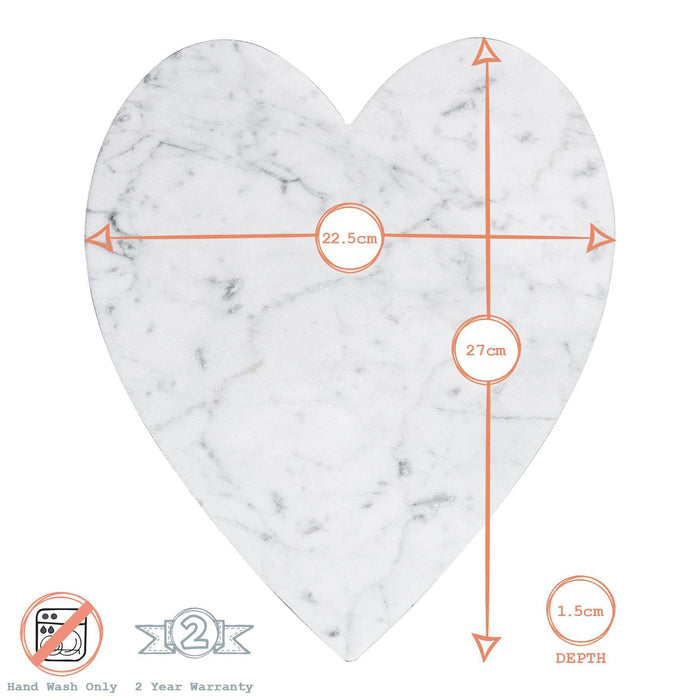 27cm x 25cm White Heart Marble Chopping Board