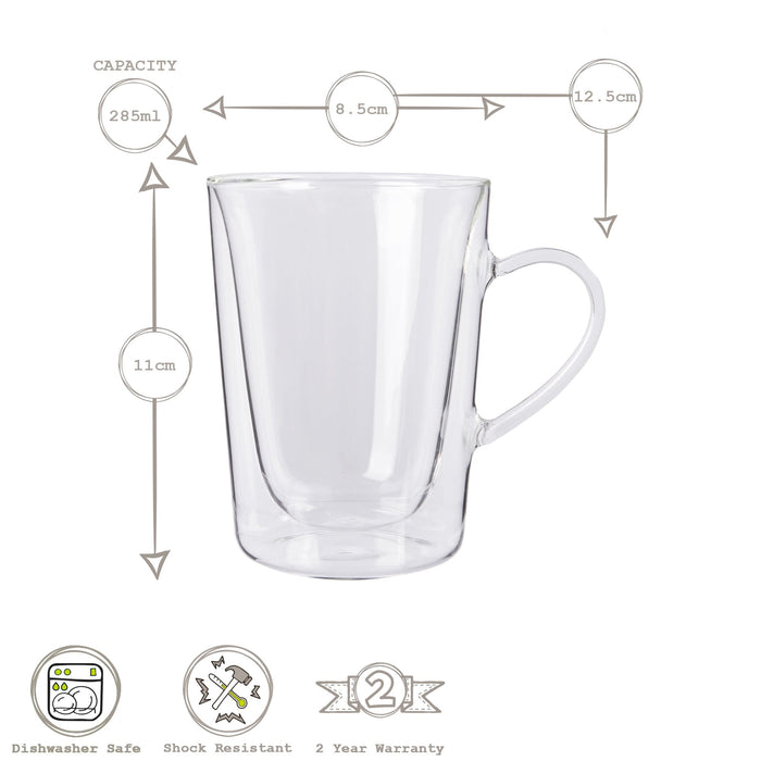 285ml Double Walled Coffee Glasses - Pack of Two