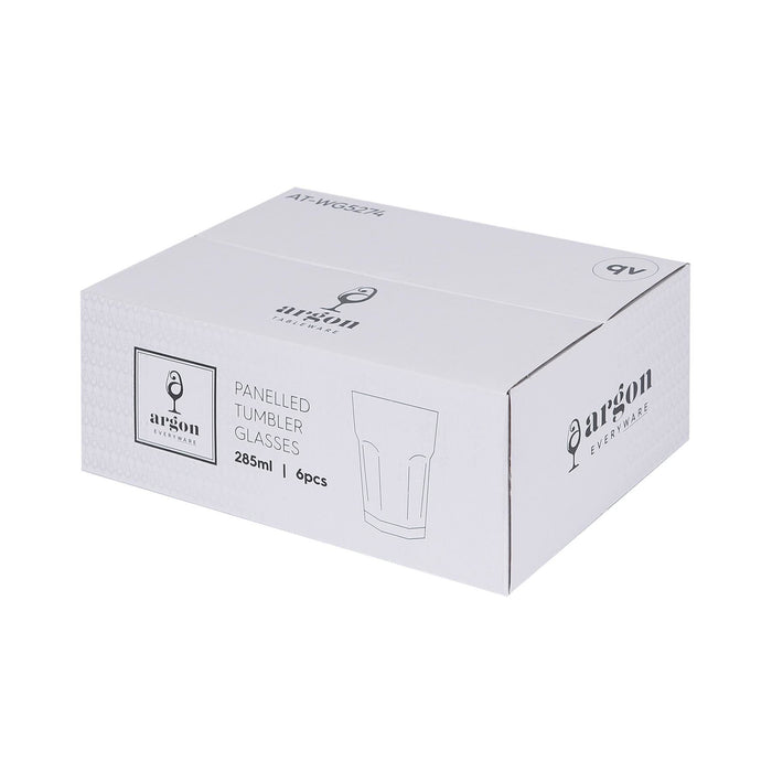 285ml Panelled Glass Tumblers - Pack of Six