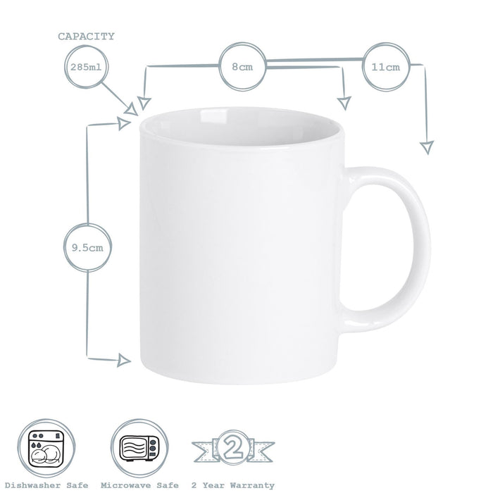 285ml White China Coffee Mugs - Pack of Six