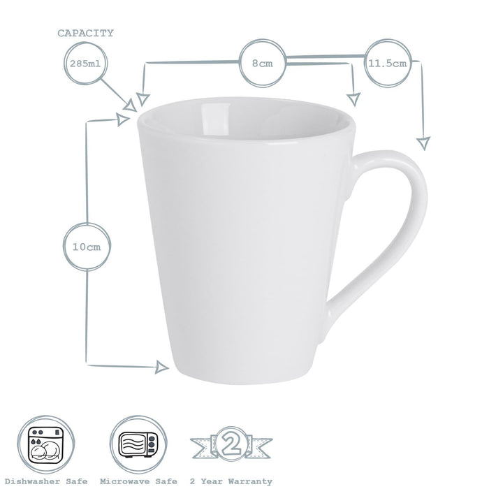 285ml White China Tea / Coffee Mugs - Pack of Six