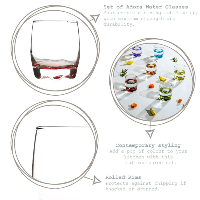 290ml Coloured Adora Premium Whisky Glasses - Pack of Six