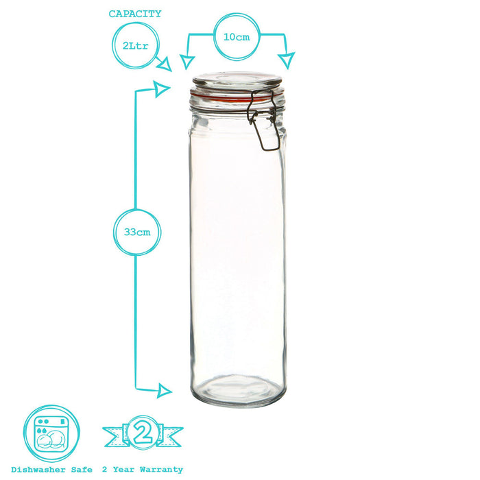 2L Air tight Glass Spaghetti Jar