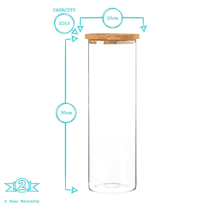 2L Scandi Storage Jar with Cork Lid