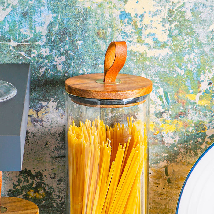 2L Scandi Storage Jar with Leather Loop Lid