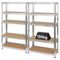 2pc 5-Tier Galvanised Steel Garage Shelving Units Set - 75cm x 30cm x 150cm