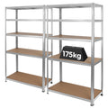 2pc 5-Tier Galvanised Steel Garage Shelving Units Set - 90cm x 40cm x 180cm