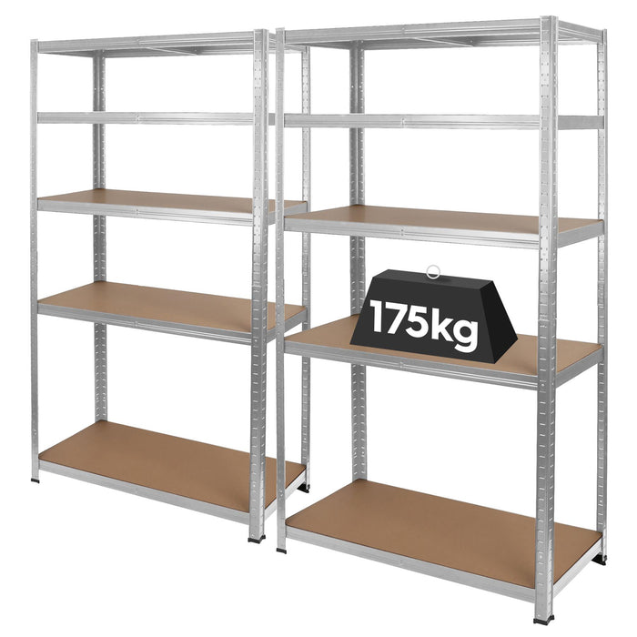 2pc 5-Tier Galvanised Steel Garage Shelving Units Set - 90cm x 40cm x 180cm