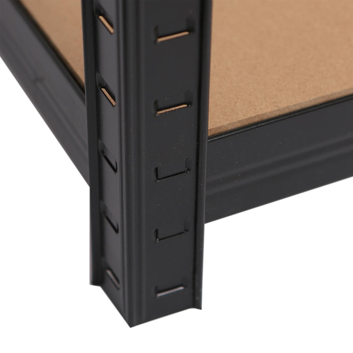 2pc 5-Tier Matt Black Galvanised Steel Garage Shelving Units Set - 75cm x 30cm x 150cm