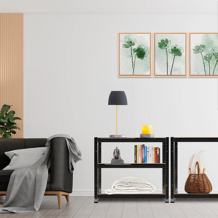 2pc 5-Tier Matt Black Galvanised Steel Garage Shelving Units Set - 90cm x 40cm x 180cm