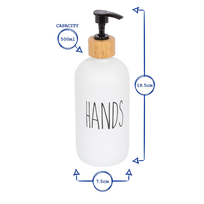 2pc 500ml Black & White Glass Hand & Dish Soap Dispenser Set with Ceramic Tray