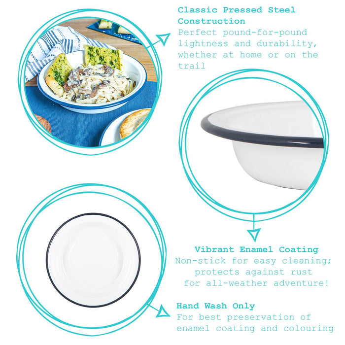 2pc White Enamel Deep Bowls Set
