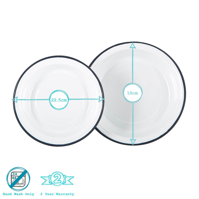 2pc White Enamel Deep Bowls Set