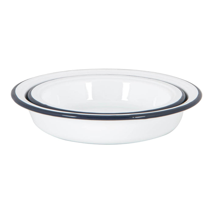 2pc White Enamel Deep Bowls Set