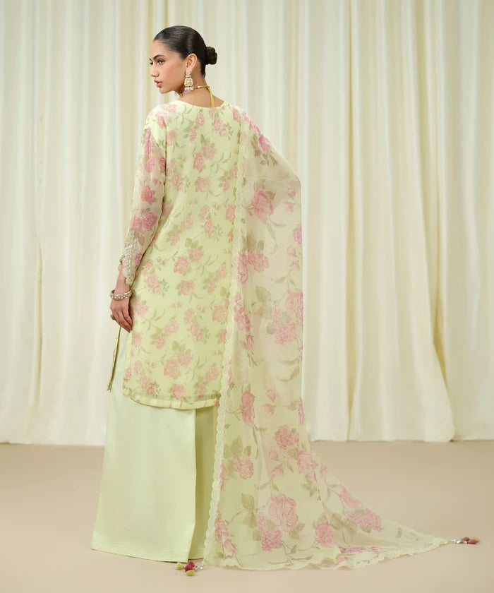 3 Piece - Embroidered Chiffon Suit