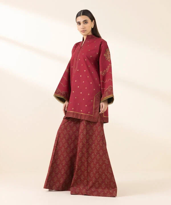 3 Piece - Embroidered Cotton Suit