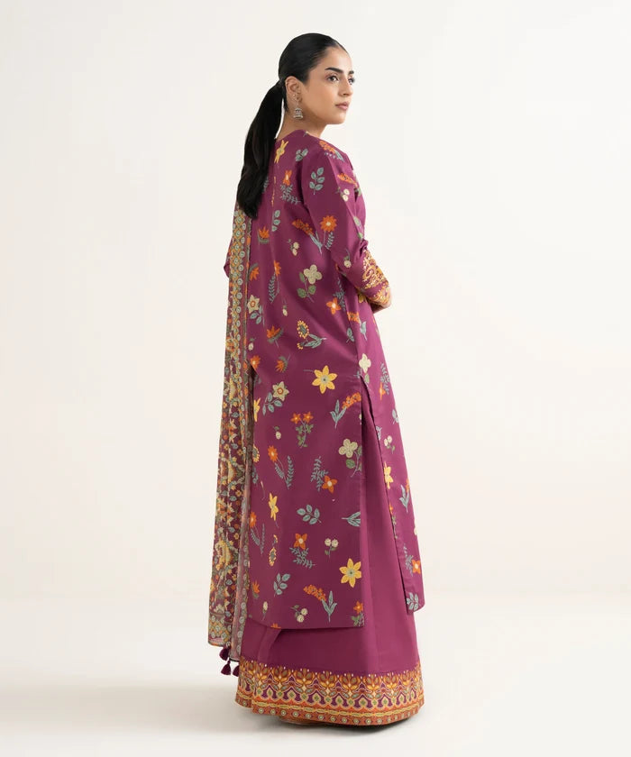 3 Piece - Embroidered Cotton Suit