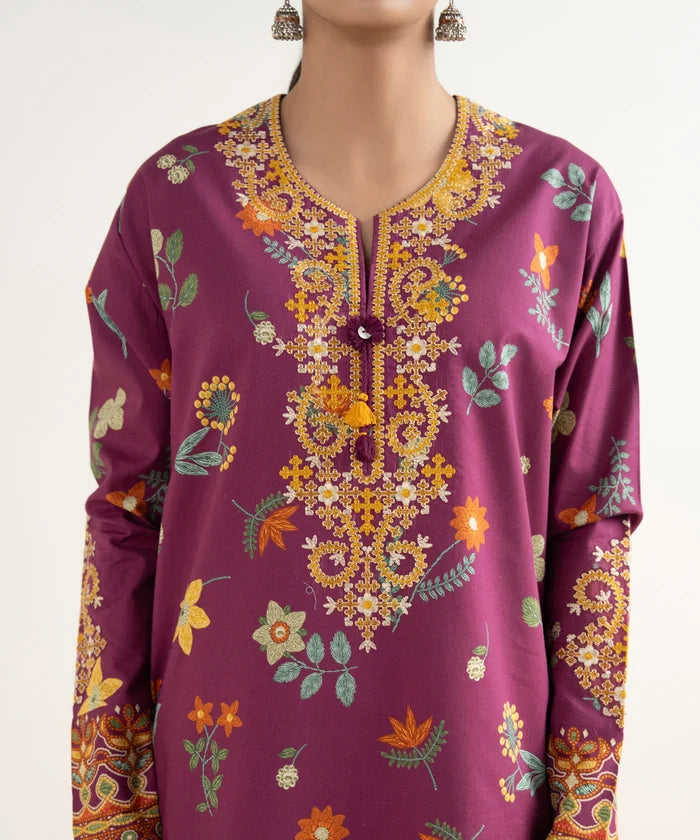 3 Piece - Embroidered Cotton Suit