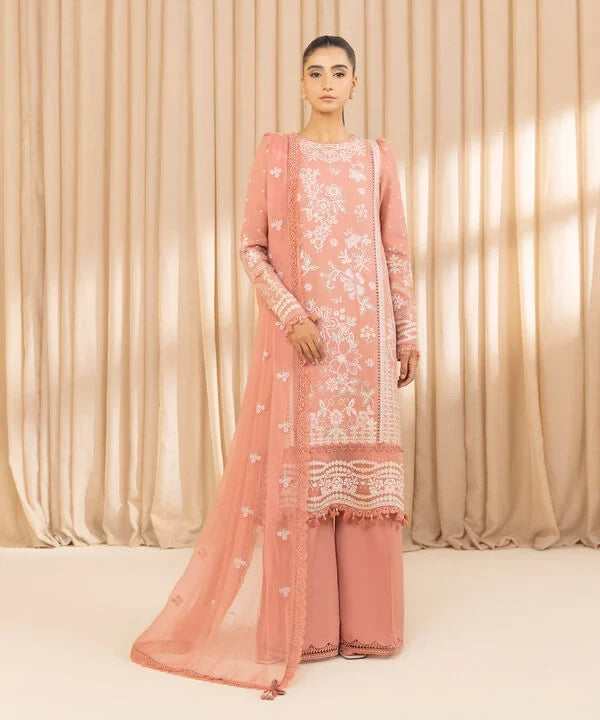 3 Piece - Embroidered Dobby Suit