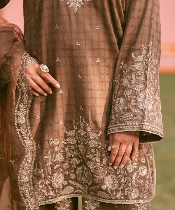 3 Piece - Embroidered Dobby Suit