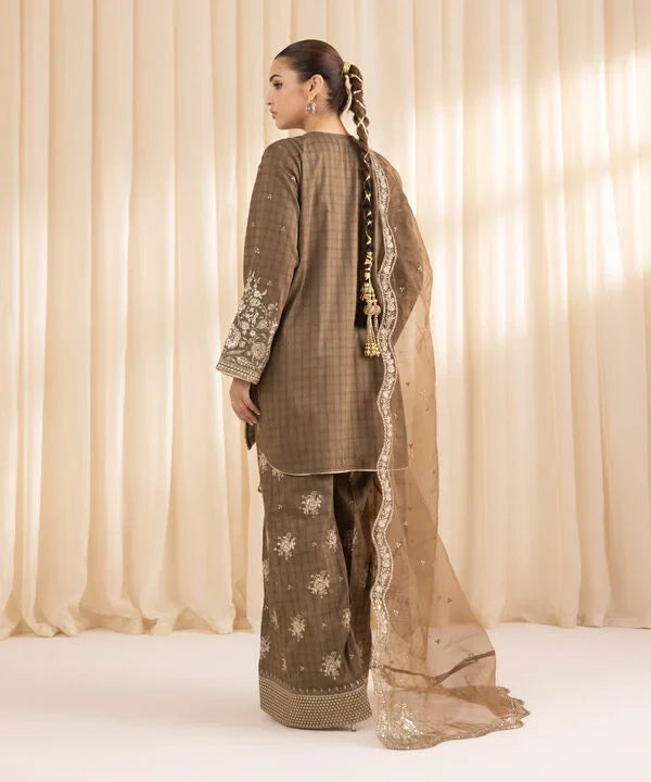 3 Piece - Embroidered Dobby Suit