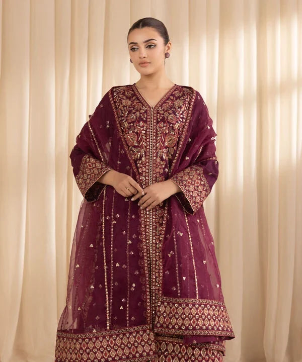 3 Piece - Embroidered Jacquard Suit