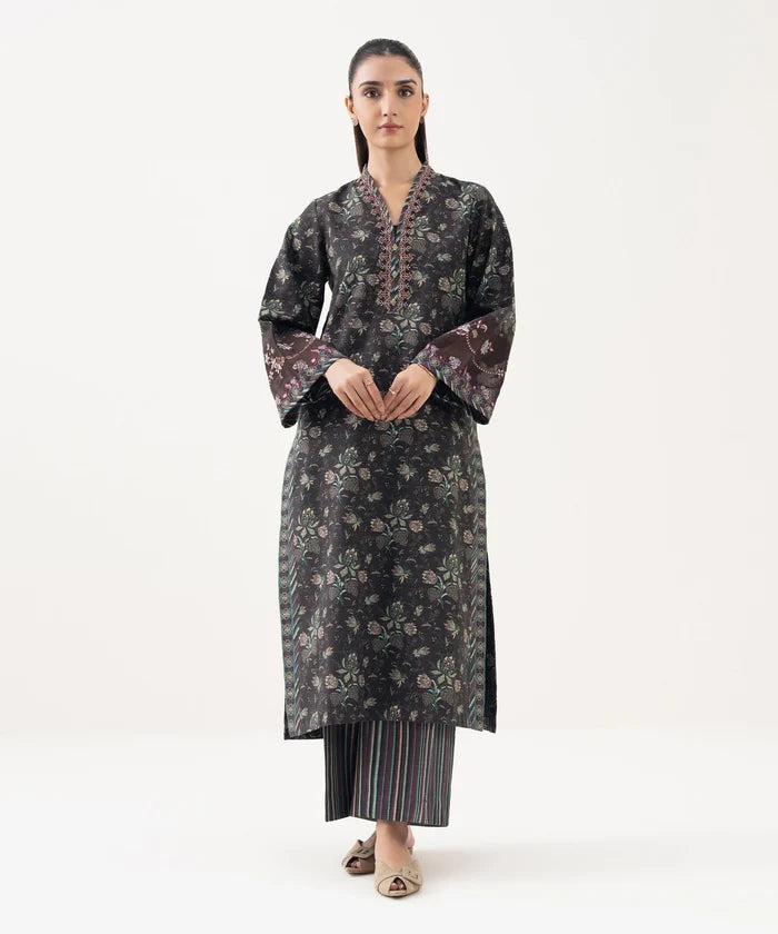 3 Piece - Embroidered Khaddar Suit