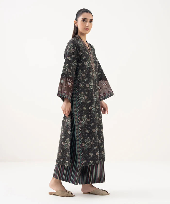 3 Piece - Embroidered Khaddar Suit
