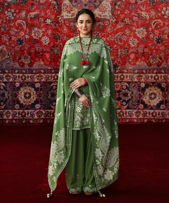 3 Piece - Embroidered Light Khaddar Suit