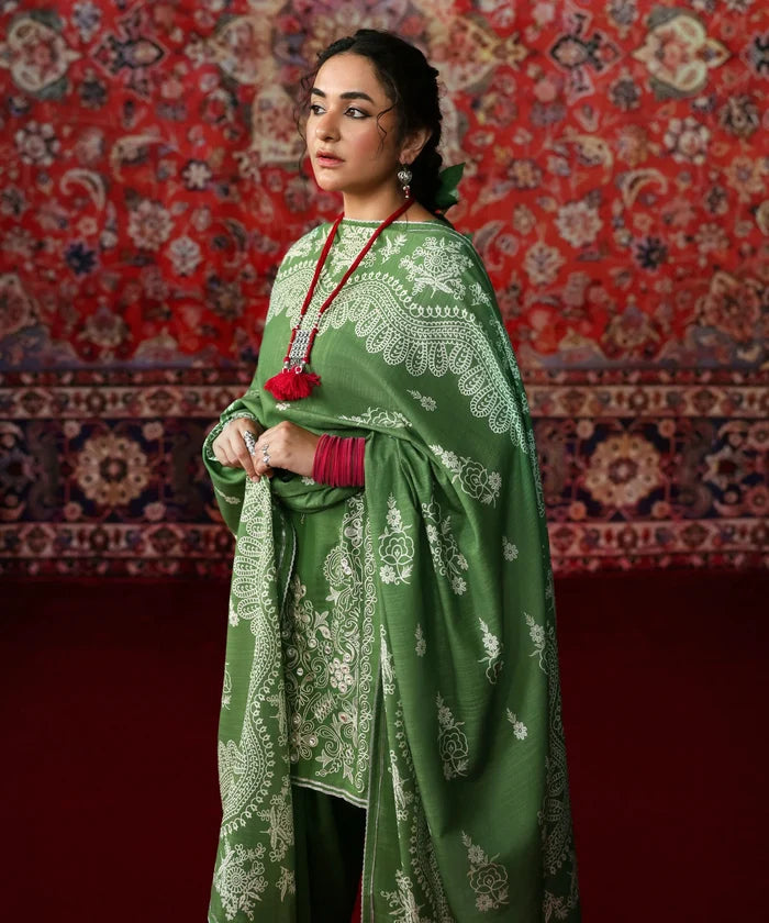 3 Piece - Embroidered Light Khaddar Suit