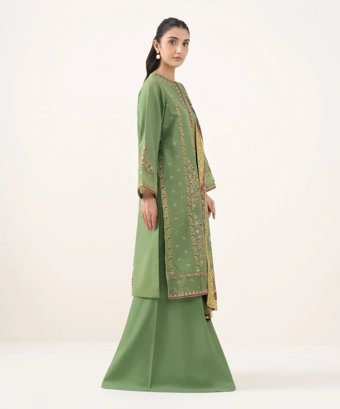 3 Piece - Embroidered Light Khaddar Suit