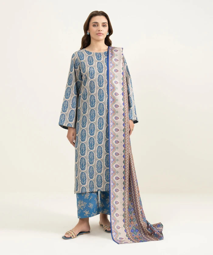 3 Piece - Printed Khaddar Suit