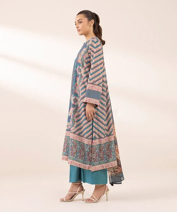 3 Piece - Printed Silk Suit