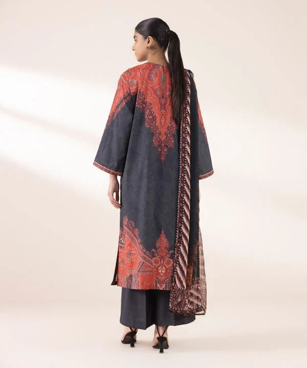 3 Piece - Printed Silk Suit