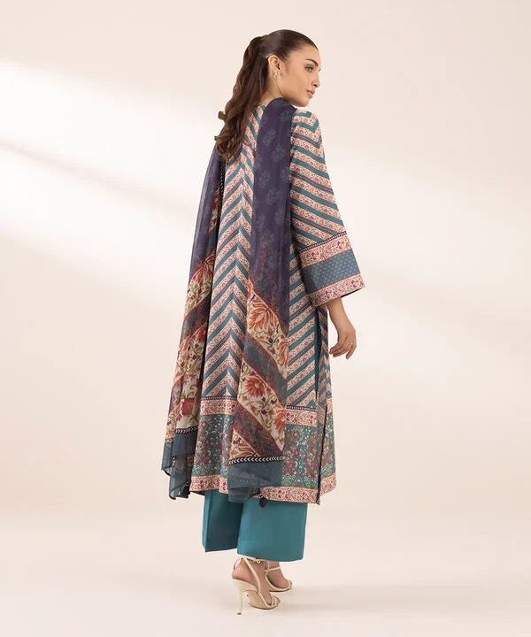 3 Piece - Printed Silk Suit