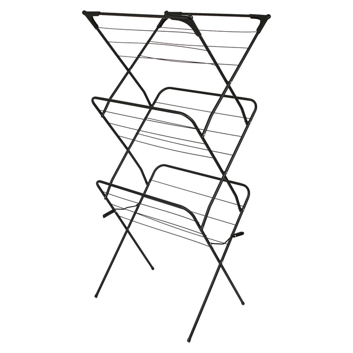 3 Tier Foldable Clothes Airer - Black