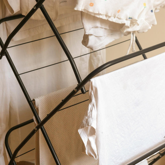3 Tier Foldable Clothes Airer - Black