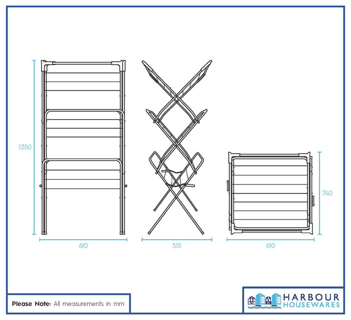 3 Tier Foldable Clothes Airer - Black