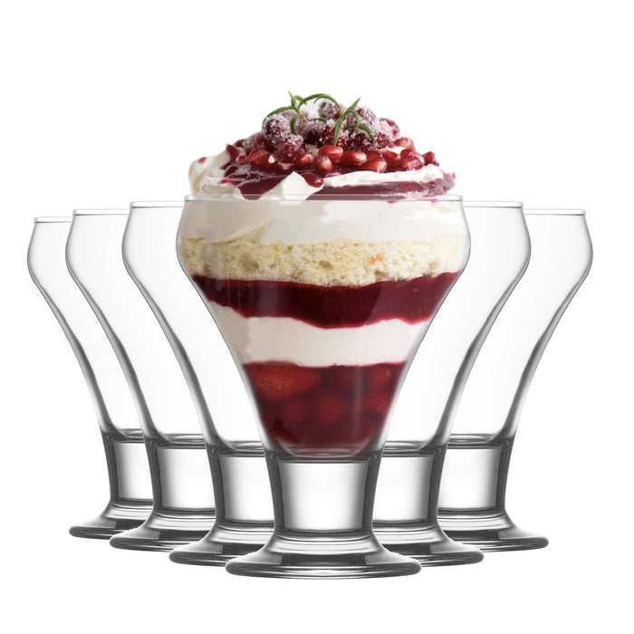 LAV 6 Piece Frosty Glass Ice Cream Bowls Set - 305ml